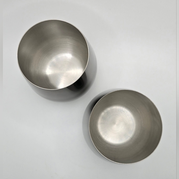 SOLD **** NEW Aluminum Stemless Wine Glasses Dark Brown Black Set Of 2 - Picture 2 of 4